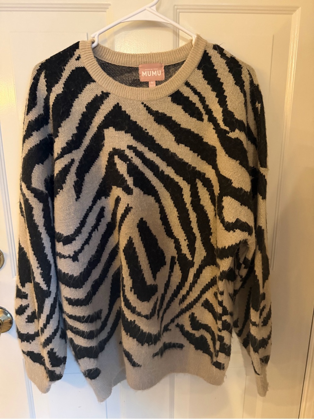 Show Me Your Mumu Bonfire Sweater Catwalk Zebra Animal Print Size M